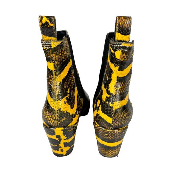 Coconuts Matisse Morgan Booties 7 Leather Snake Animal Print Yellow Black Edgy - Picture 4 of 8